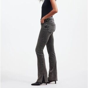 Madewell Kick Out Full Length Jeans Faded Black Raw Hem Flare Size 30